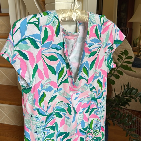 Lilly Pulitzer UPF 50+ Sophiletta Short Sleeve Dress, Water Lilly Green Leaf Me - Picture 8 of 14